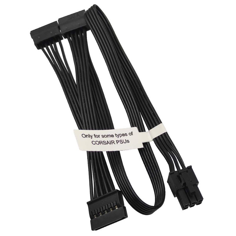 COMeap SATA Power Cable for Corsair PSUs, 6 Pin to 3X 15 Pin SATA Hard Drive Power Adapter Splitter for BTC Mining Riser Card 20-in(50cm) - Image 1
